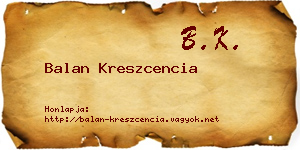 Balan Kreszcencia névjegykártya